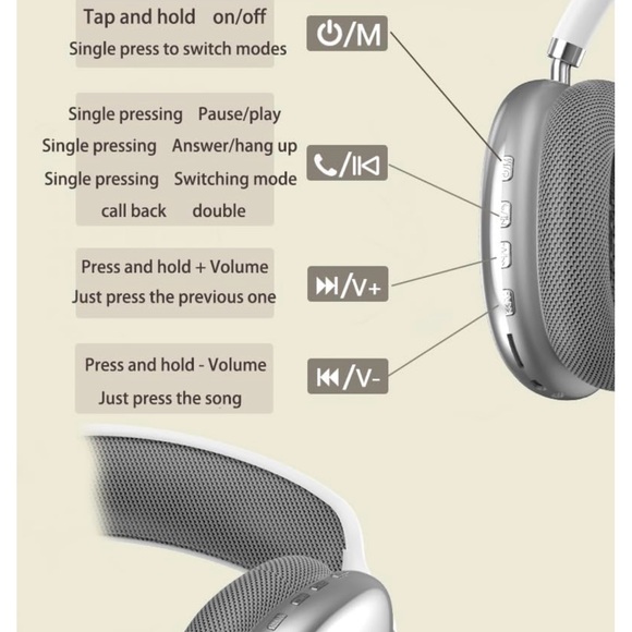 Wireless Over Ear Headphones Stereo with Deep Bass Bluetooth Headphones - Picture 4 of 9